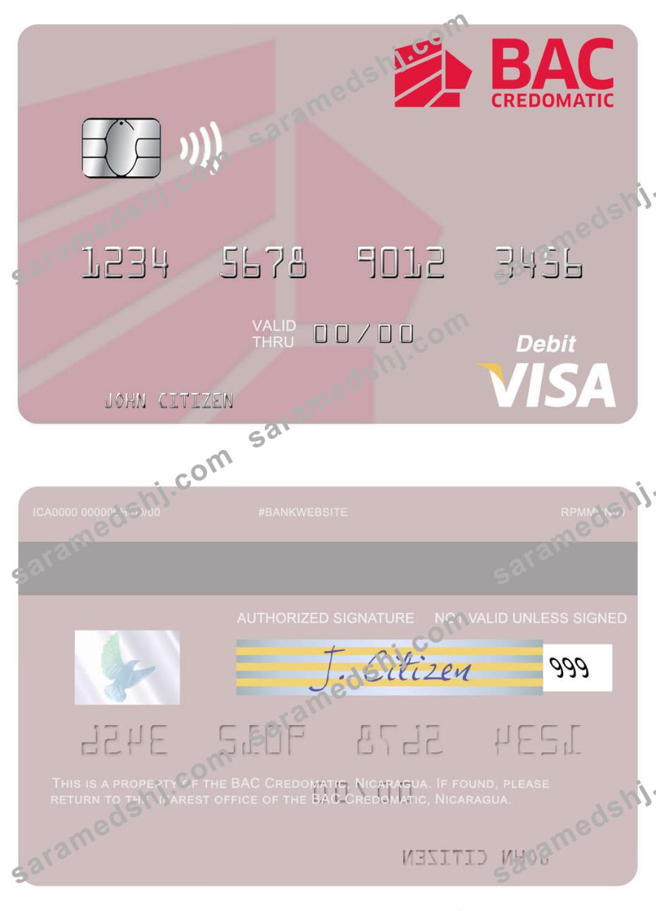 Nicaragua BAC Credomatic visa debit card